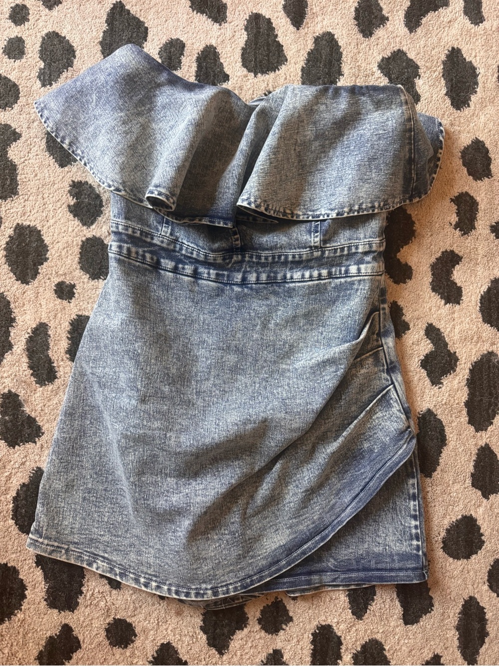 Pink Lily Light Wash Denim Off-Shoulder Romper